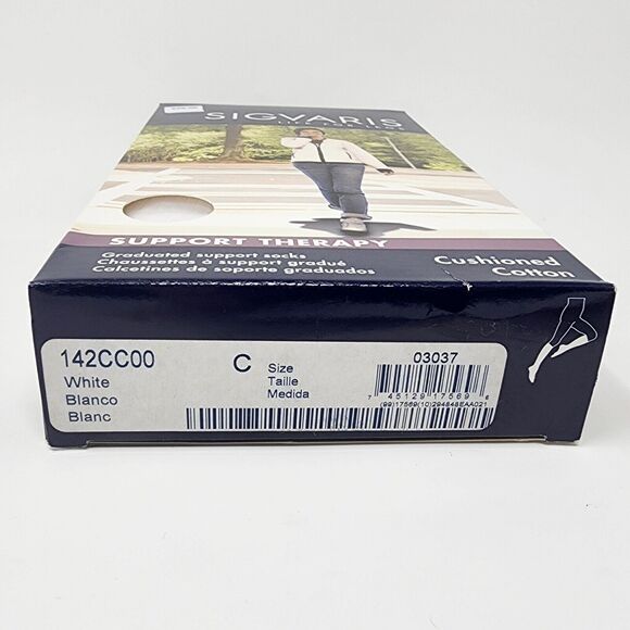 Sigvaris 15-20 mmHg Graduated Support Socks Cushion Cotton C White 142CC00 Women - Picture 10 of 10